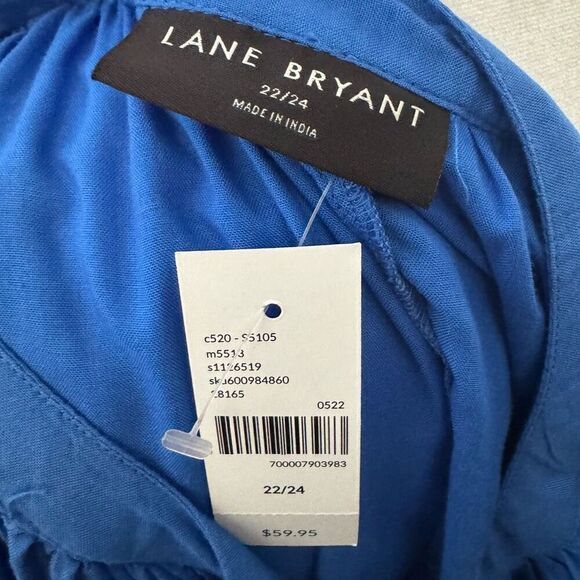 Lane Bryant Women's 22/24 Smock Sleeve Embroidered Tunic Top Blue White Beachy - Picture 6 of 8